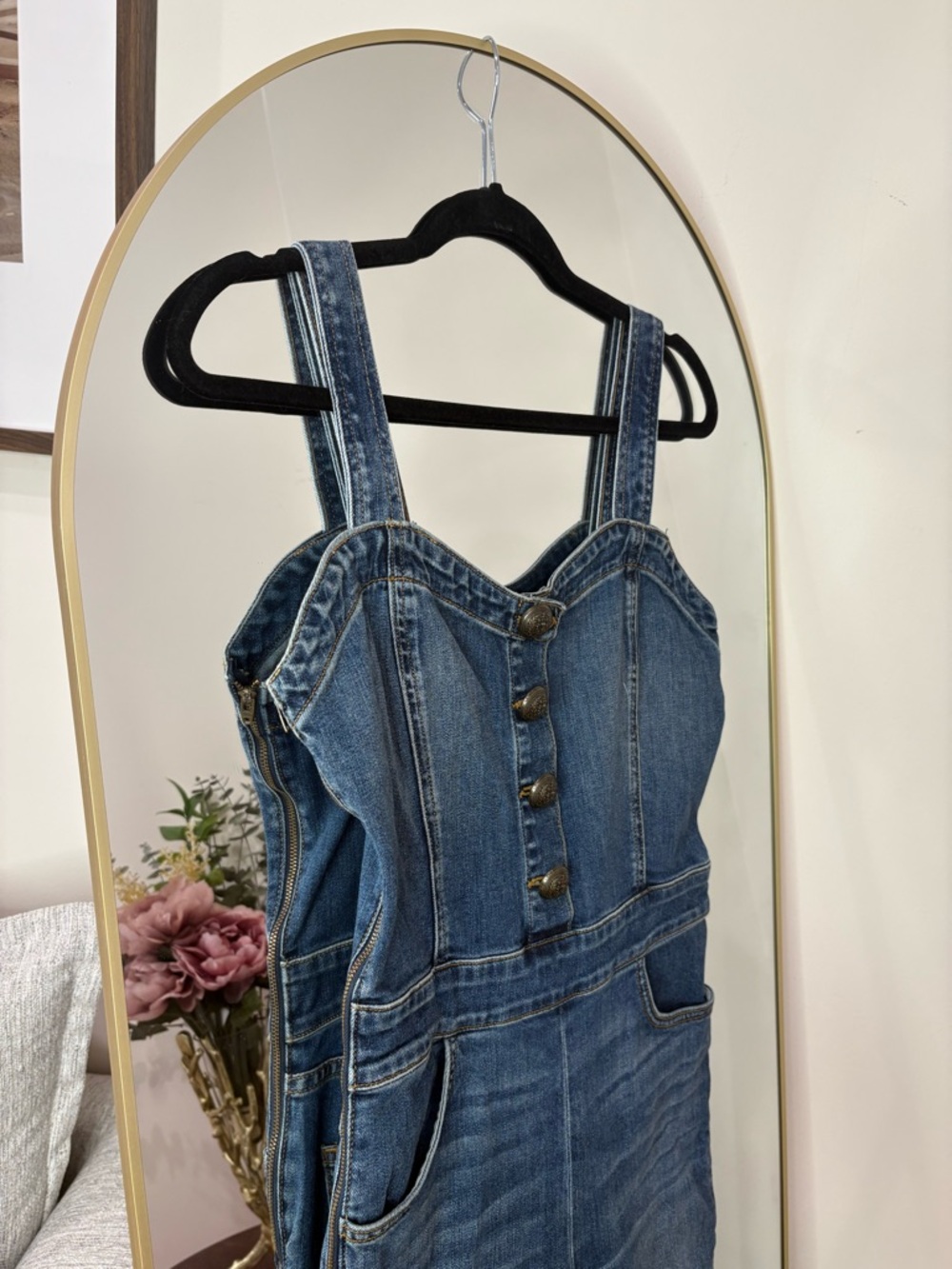MSRP $395 RAMY BROOK Denim Jumpsuit Overalls - Blue Wide-Leg Jeans - Picture 2 of 8